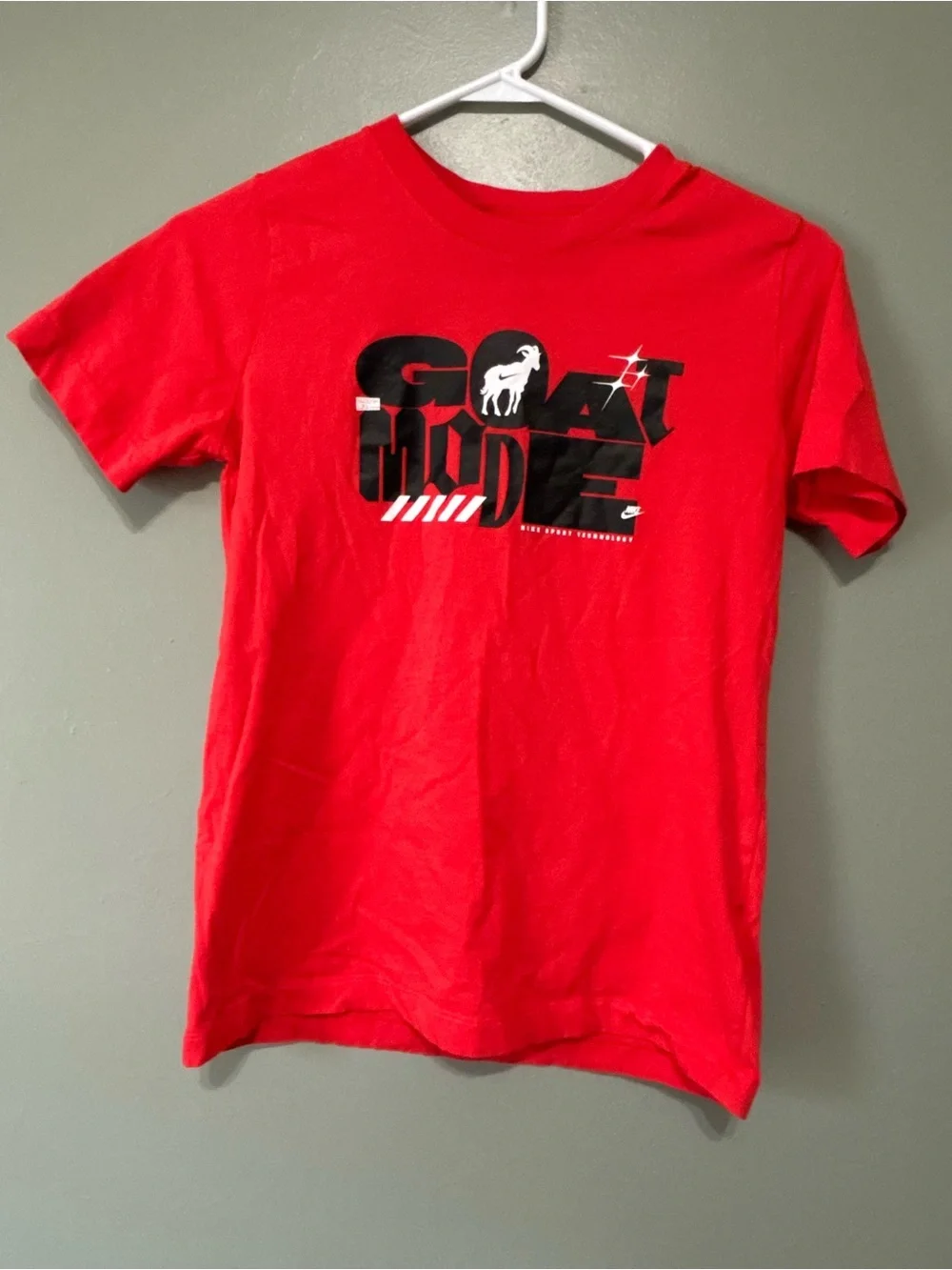 Nike Red Graphic Tee with Black & White GOAT Design boys